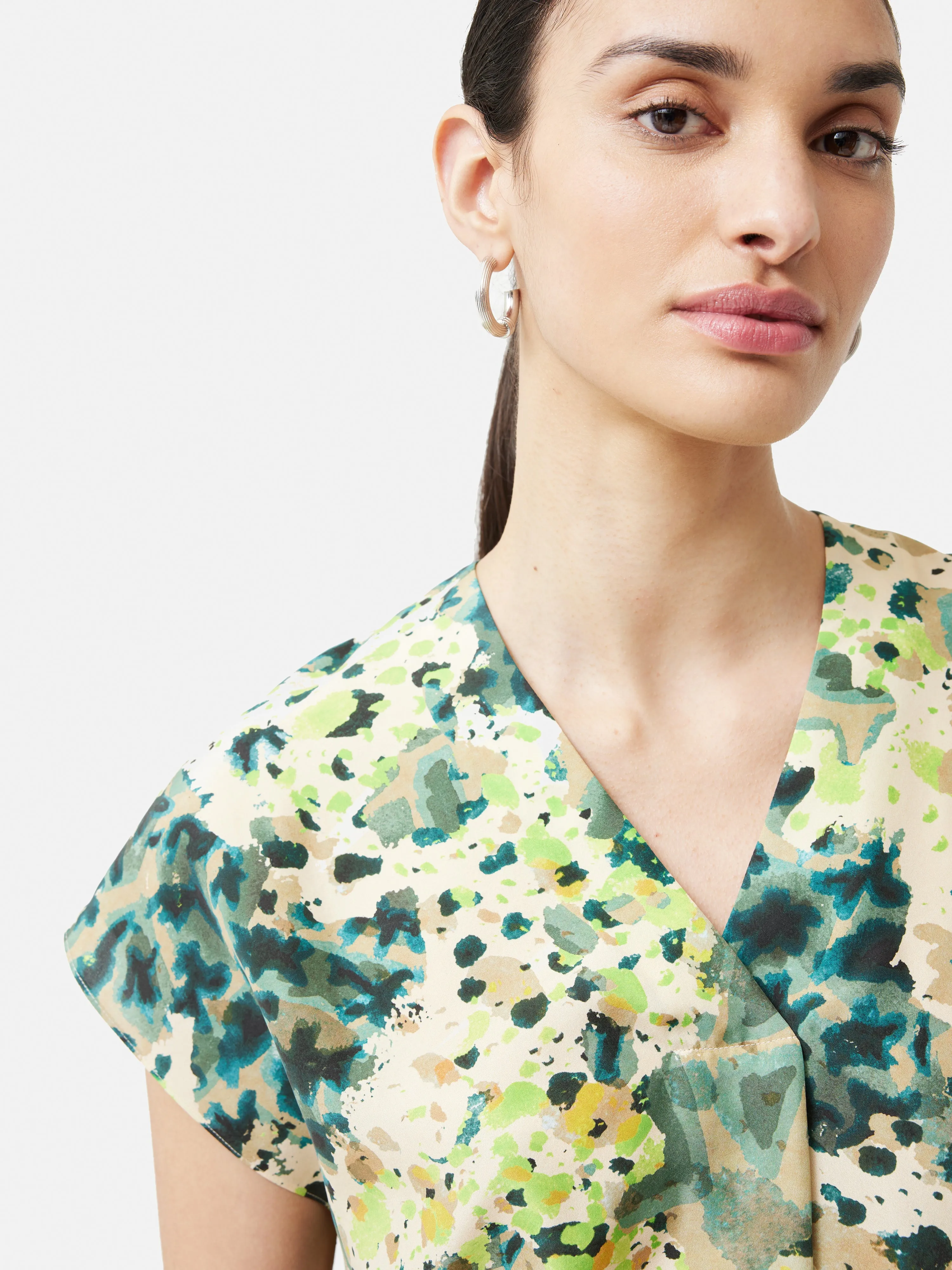 Clouded Leopard Silk Top | Green