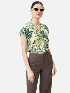 Clouded Leopard Silk Top | Green