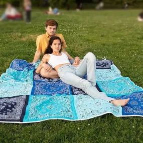 Cotton Patchwork Blue Bandana Blanket