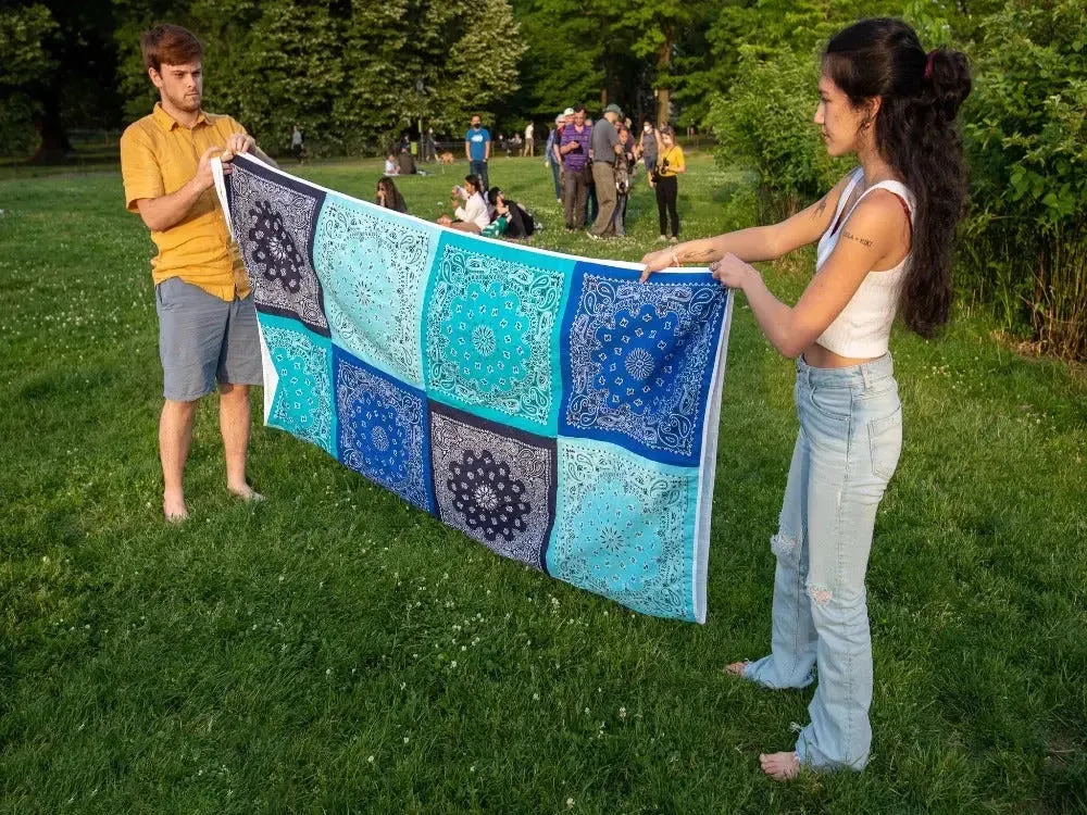 Cotton Patchwork Blue Bandana Blanket