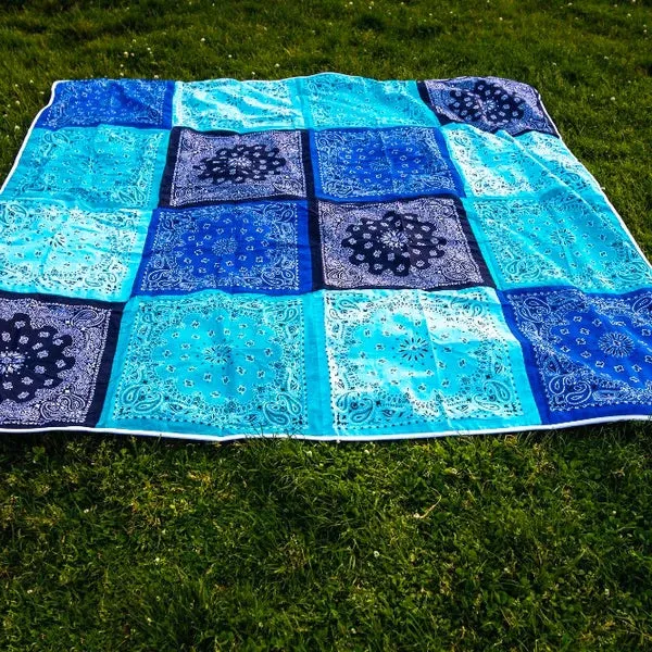 Cotton Patchwork Blue Bandana Blanket