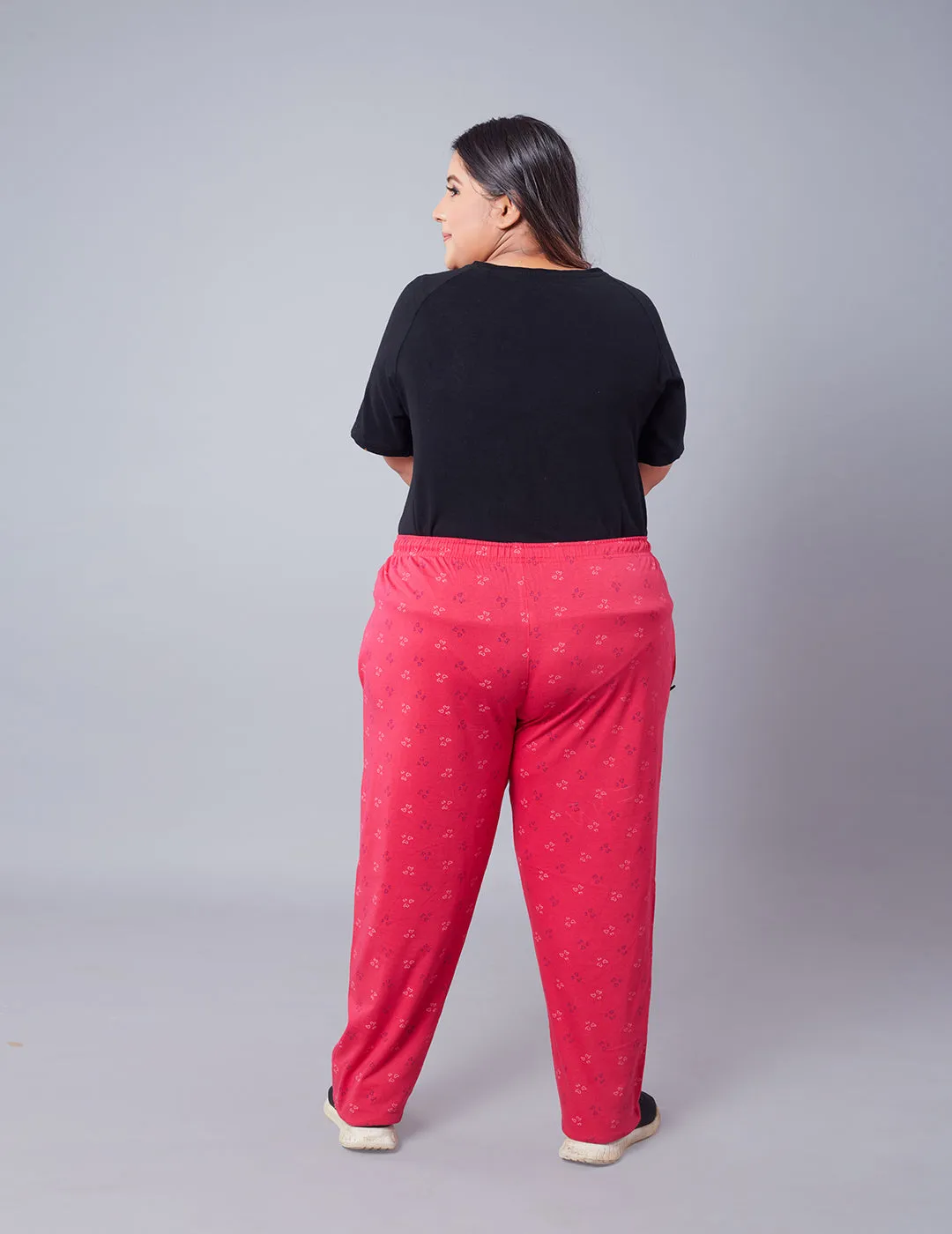 Cotton Printed Night Pants For Women - Pink