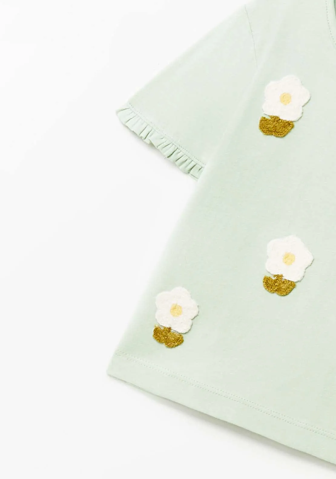 Crochet Flower Tshirt - Green