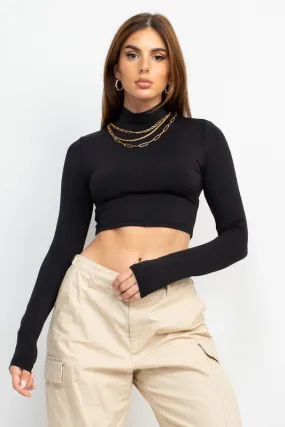 Crop Seamless Turtleneck Top