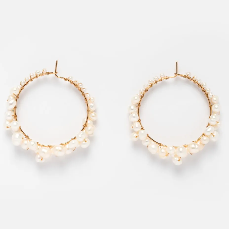 Cruz Pearl Hoop Earrings