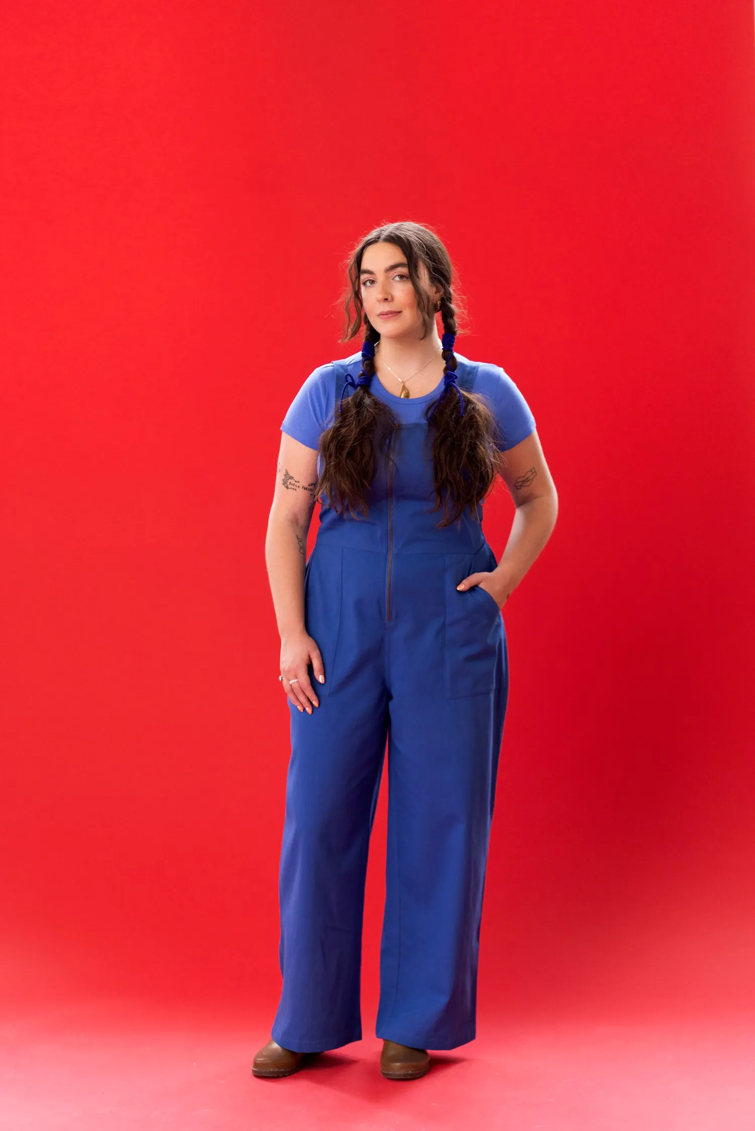 Dungarees in lightweight blue twill