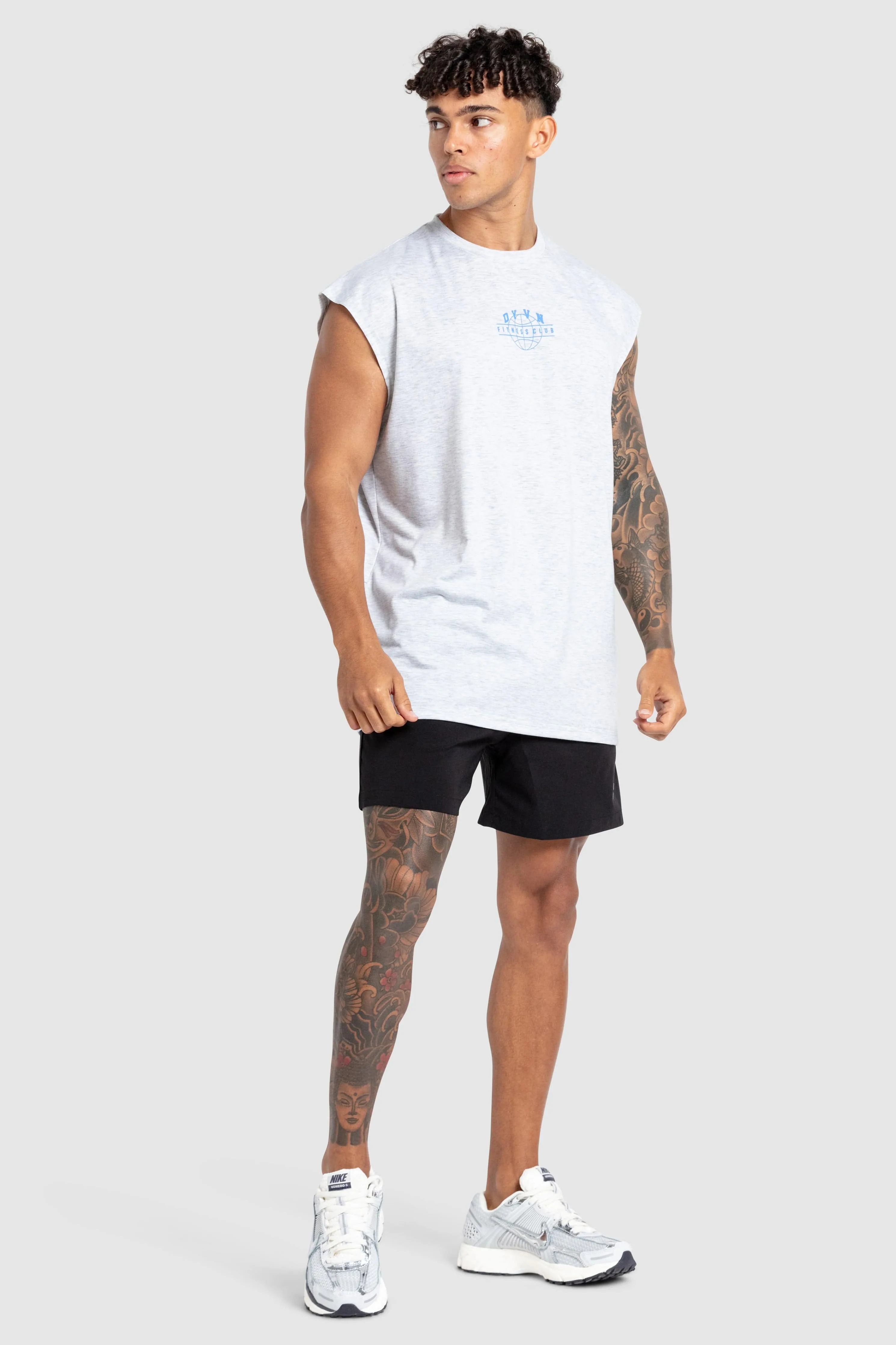 'DYVN' Fitness Club Cut Off Tank - Grey Marl