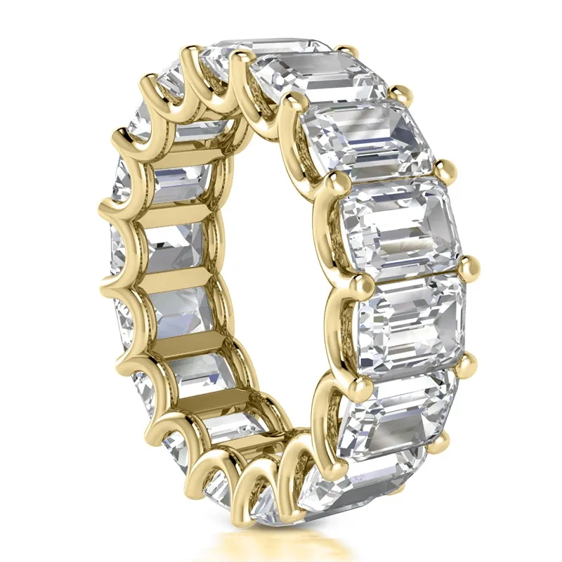 ECLAT 7 Carat Emerald-Cut Diamond Eternity Ring in 14K 18K Gold or Platinum  35 pointer G Color VS1 Clarity Shared Prong Band By Mike Nekta NYC size 8