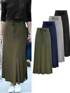 Elevate Your Style with Women's Bodycon Maxi Skirt in Navy, Black, Army Green, and Grey!