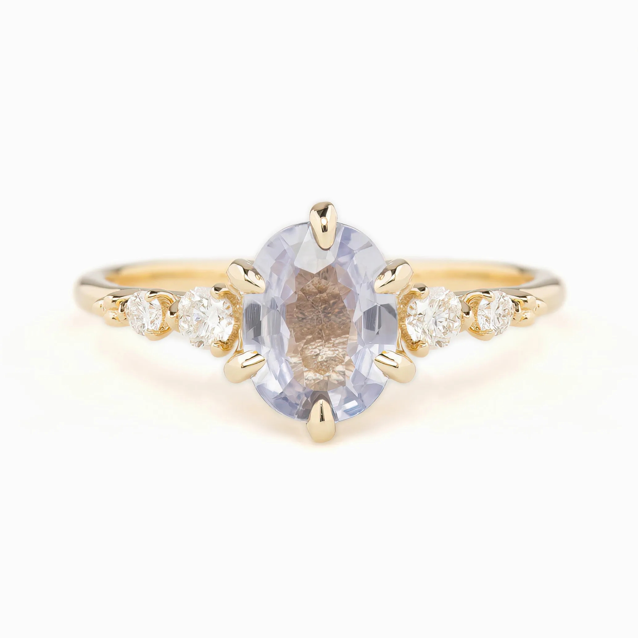 Estel Fleur Ring 1.36ct Lavender Blue Unheated Oval Sapphire, 14K Yellow Gold (One of a kind)