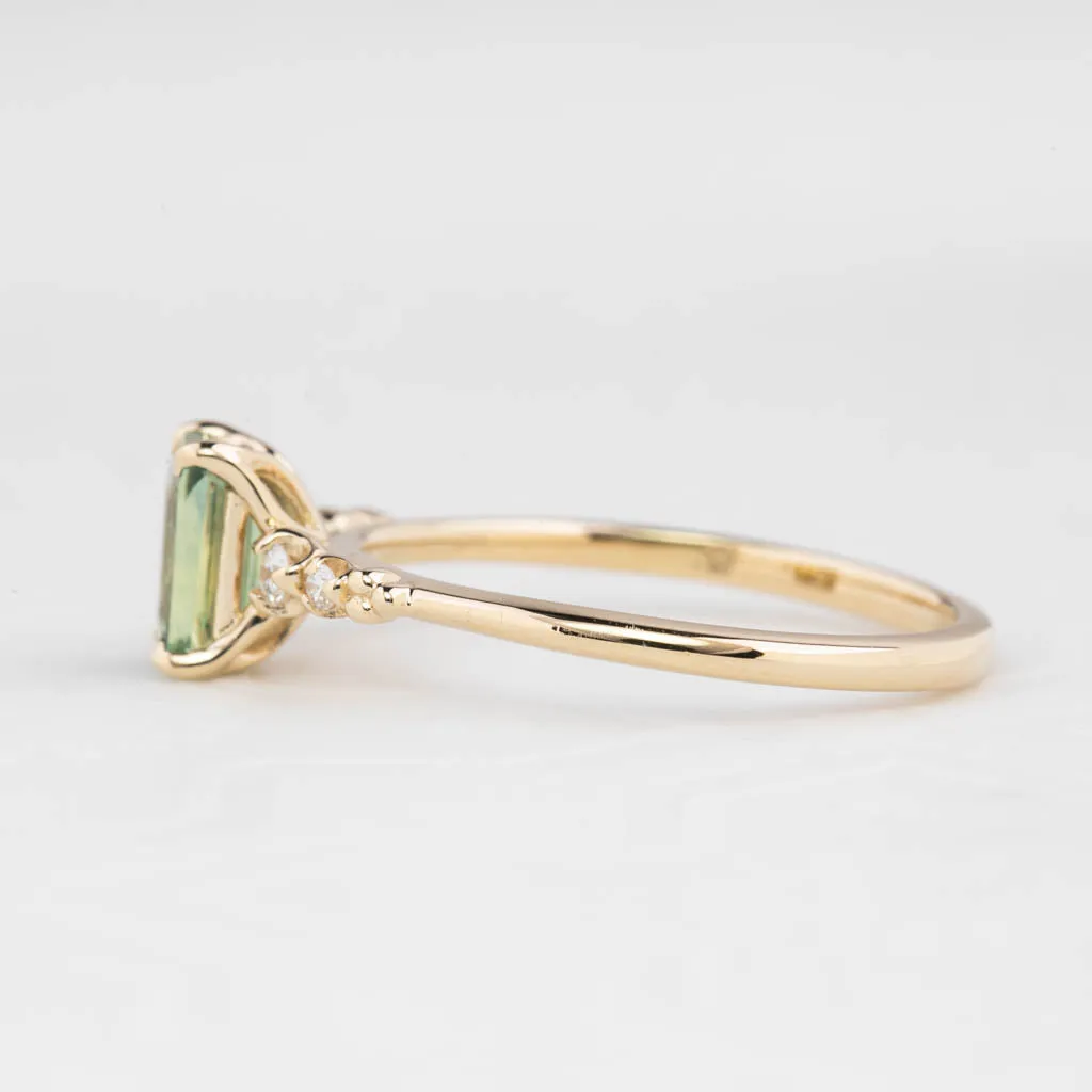 Estel Luxe Ring 0.99ct Green Montana Sapphire, 14K Yellow Gold (One of a kind)