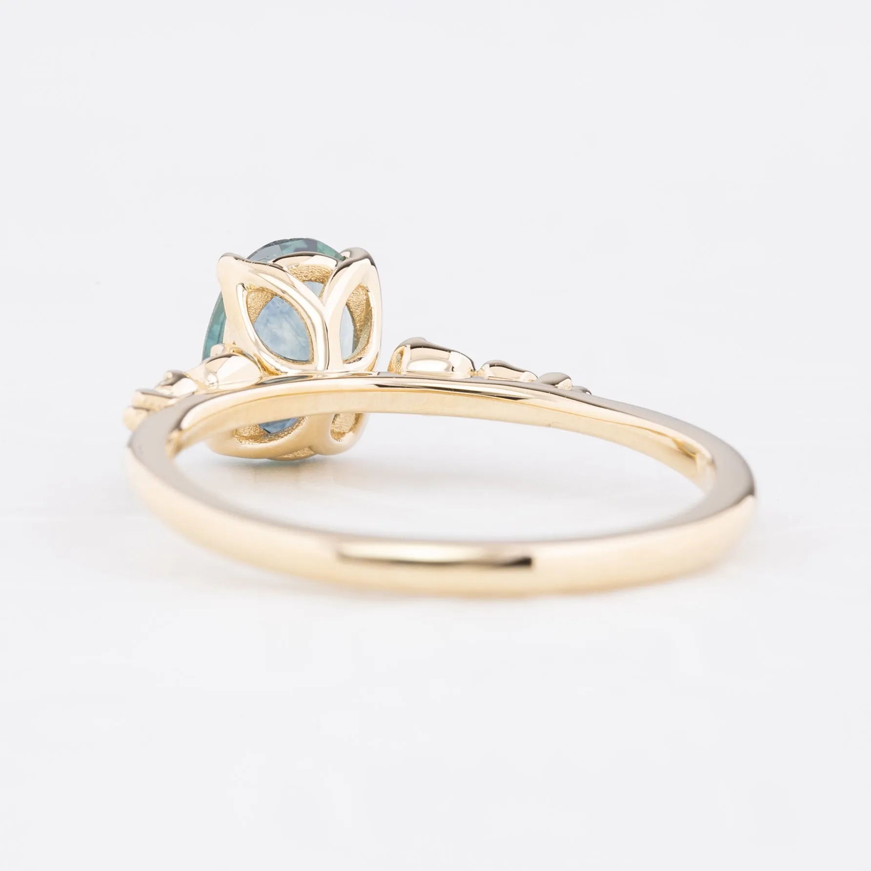 Estel Luxe Ring 1.09ct Blue Green Montana Sapphire, 14k Yellow Gold (One of a kind)