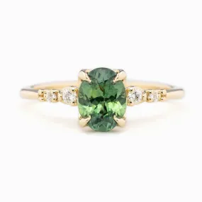 Estel Luxe Ring 1.46ct Green Montana Sapphire, 14k Yellow Gold (One of a kind)