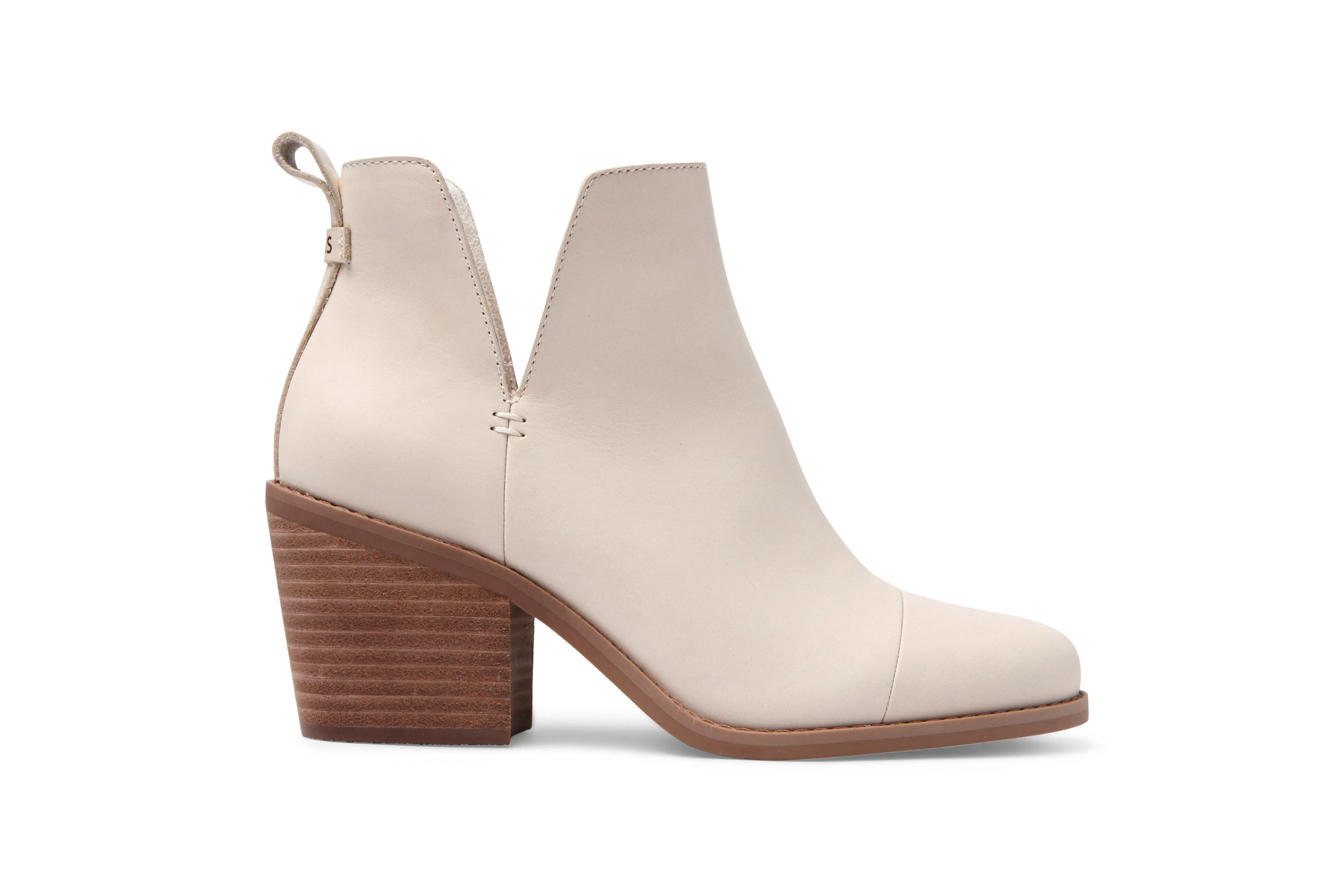 Everly Beige Leather Cutout Heeled Boot