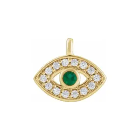 Evil Eye Charm | Emerald | 14k Yellow Gold