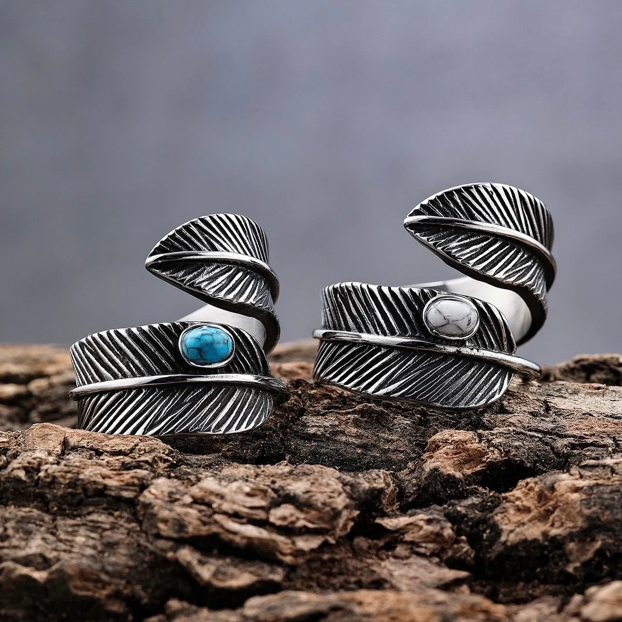 Feather & Blue Stone Ring - R141