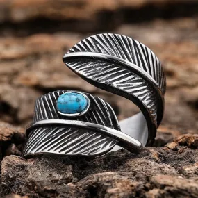 Feather & Blue Stone Ring - R141