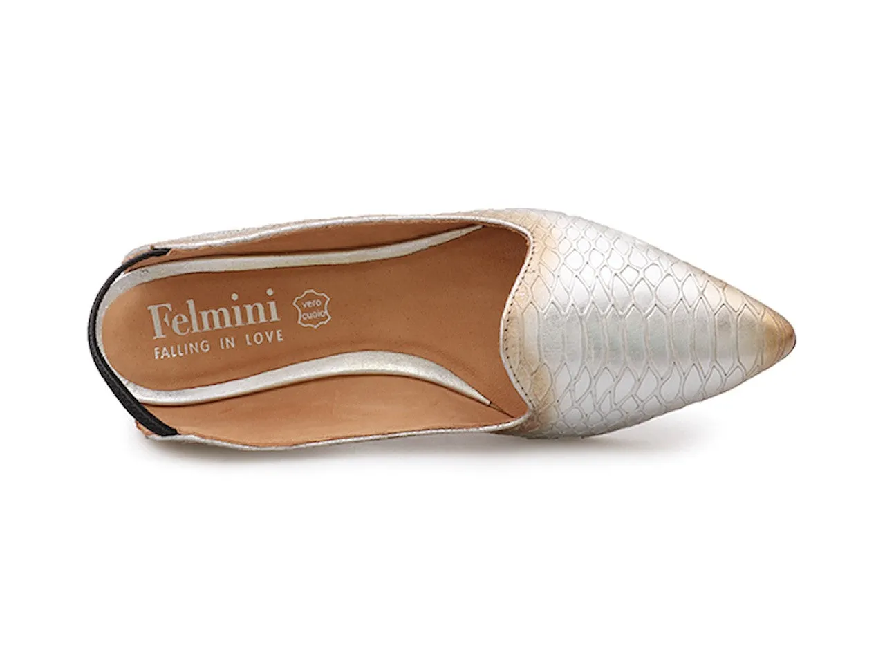 Felmini ballerine slingback in pelle stampata