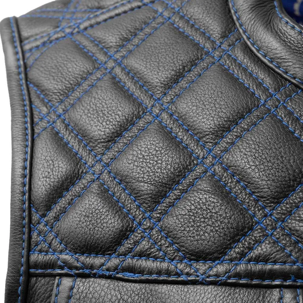 First Mfg Mens Upside Diamond Quilt Cropped Leather Vest