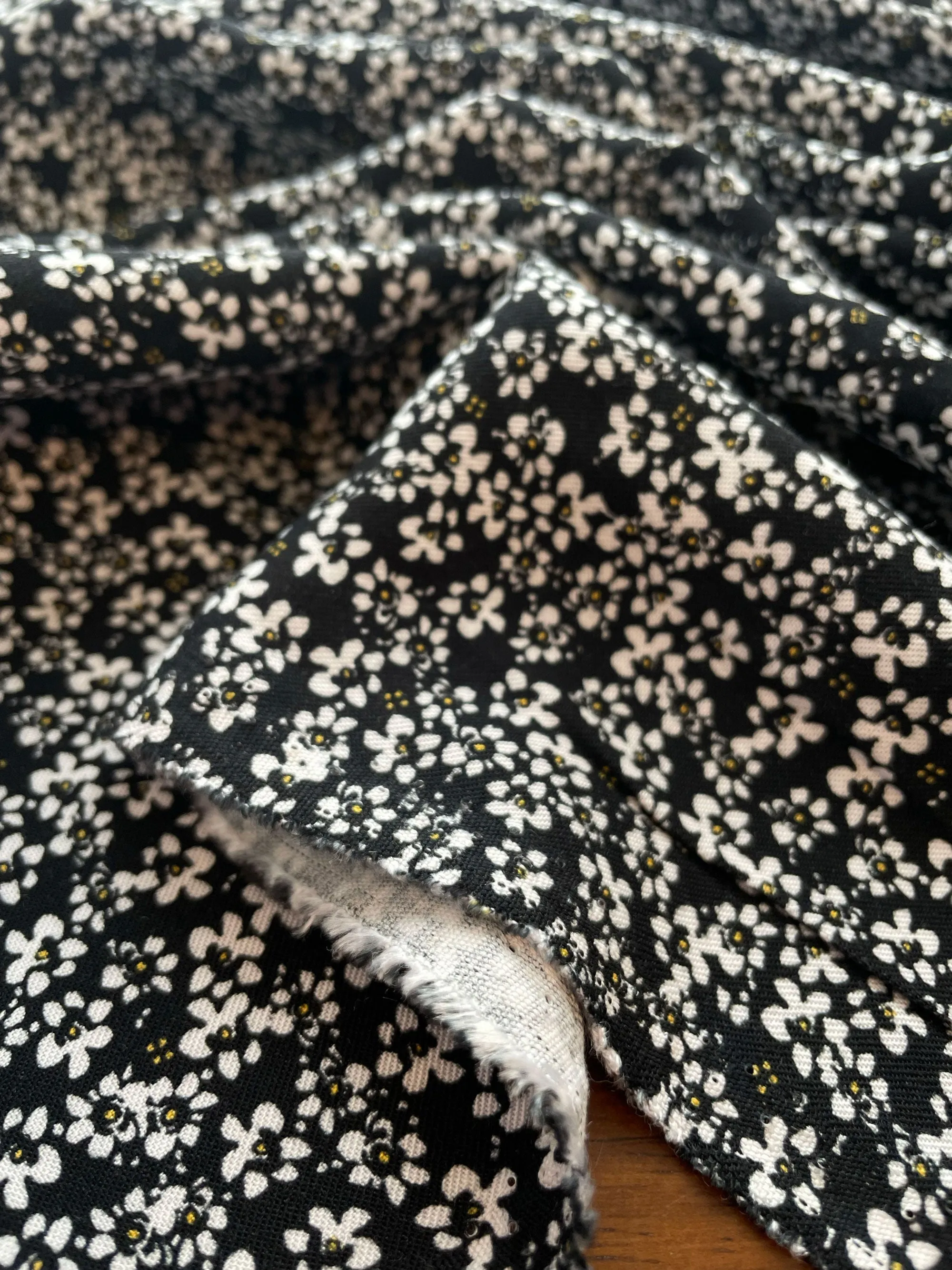 Floral Rayon Fabric in Midnight Daisies