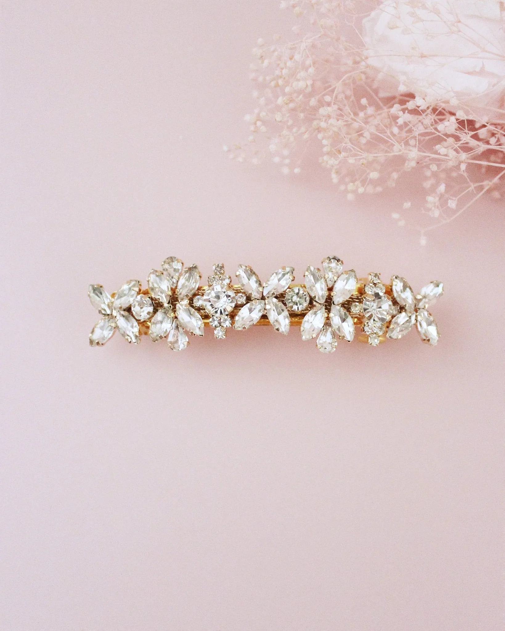 Floral Rhinestones Barrette