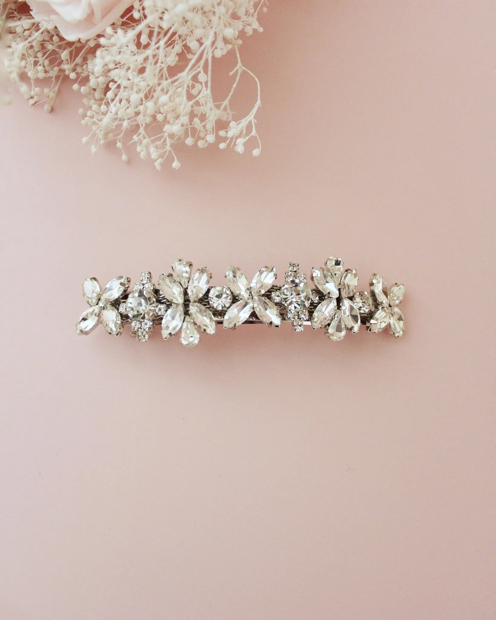 Floral Rhinestones Barrette