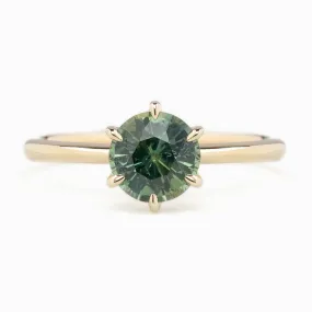 Floryn Ring 1.62ct Light Blue Green Madagascar Sapphire, 14K Yellow Gold (One of a kind)