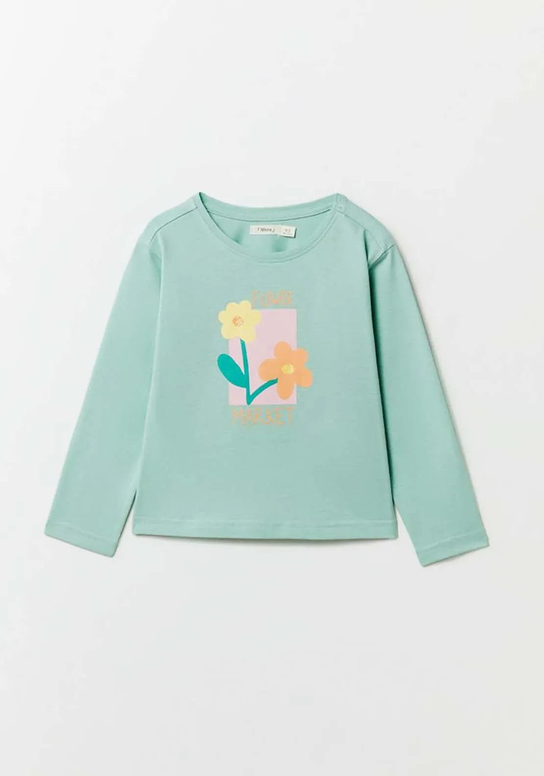 Flower Print T-Shirt - Green