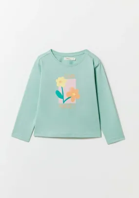 Flower Print T-Shirt - Green