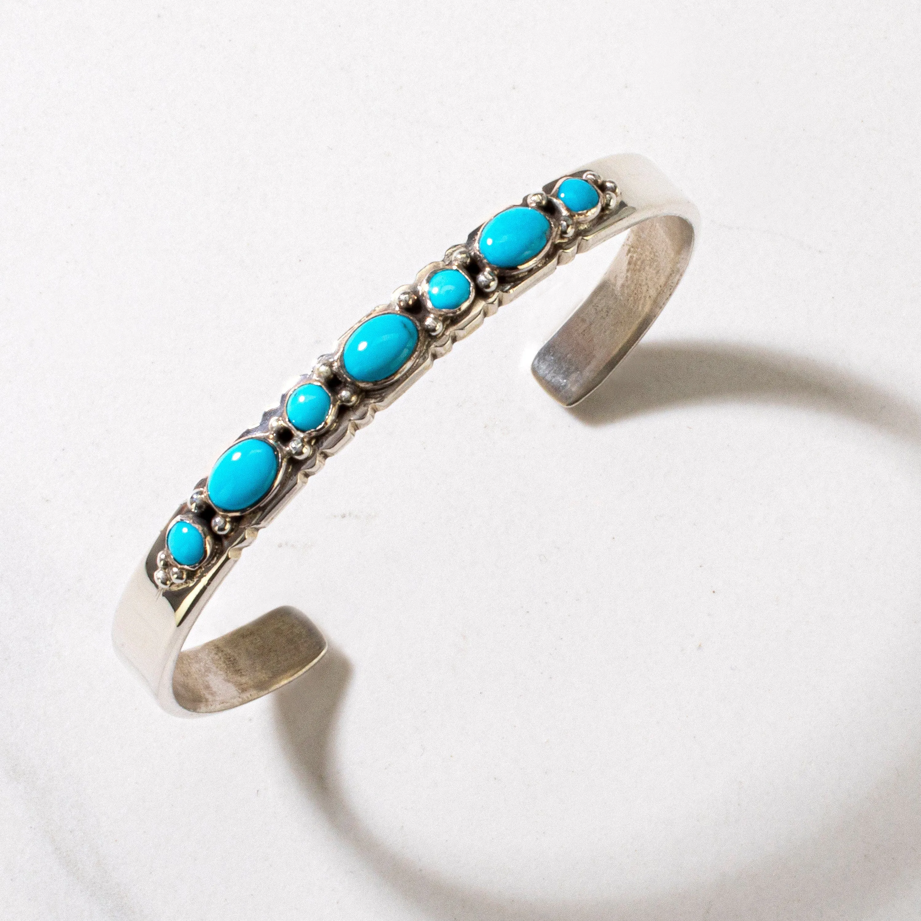 Gabriel Yazzie Sleeping Beauty Turquoise Navajo USA Native American Made 925 Sterling Silver Cuff