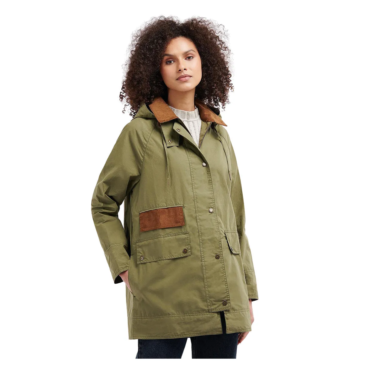 Giubbino Donna Barbour Oxburgh Showerproof Verde Oliva