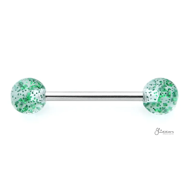 Glitters Acrylic Ball Tongue Barbell - Green