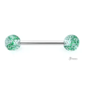 Glitters Acrylic Ball Tongue Barbell - Green