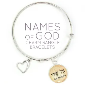 God Almighty – El Shaddai – Hebrew Names of God Charm Bangle Bracelet, Silver