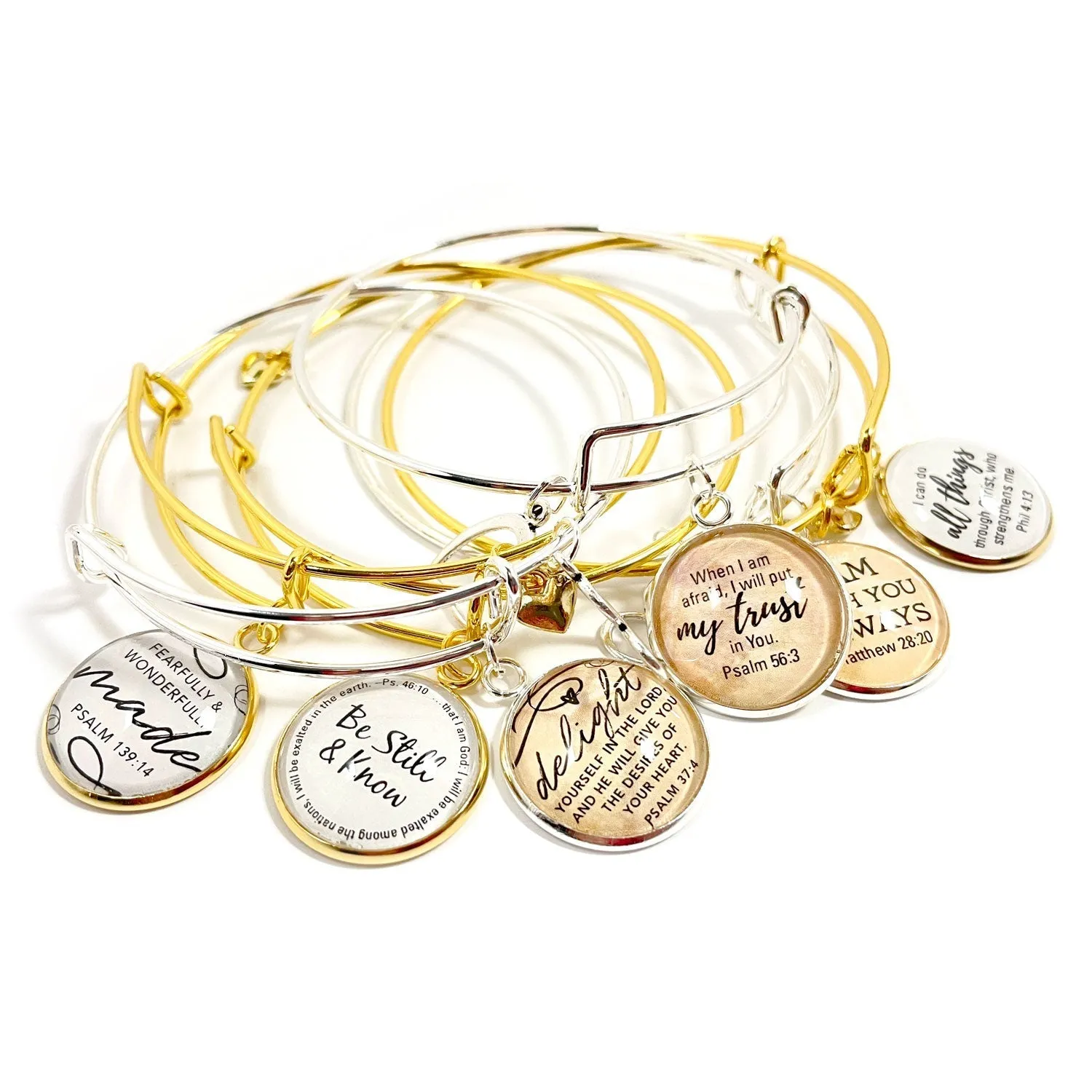 God Almighty – El Shaddai – Hebrew Names of God Charm Bangle Bracelet, Silver