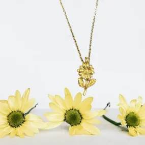 Gold Daisy Flower Pendant Charm Necklace