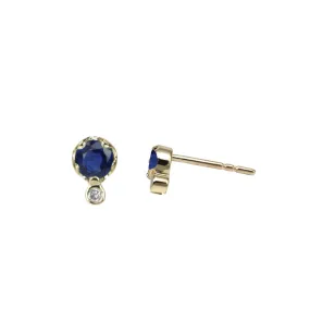 Gold Sapphire & Diamond Birthstone Stud Earrings