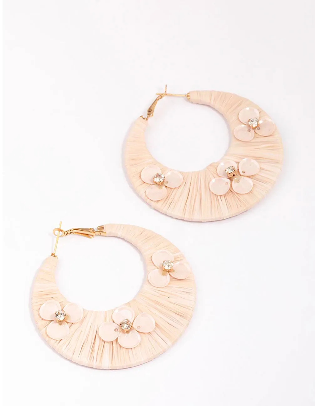 Gold Wrapped Flower Hoop Earrings