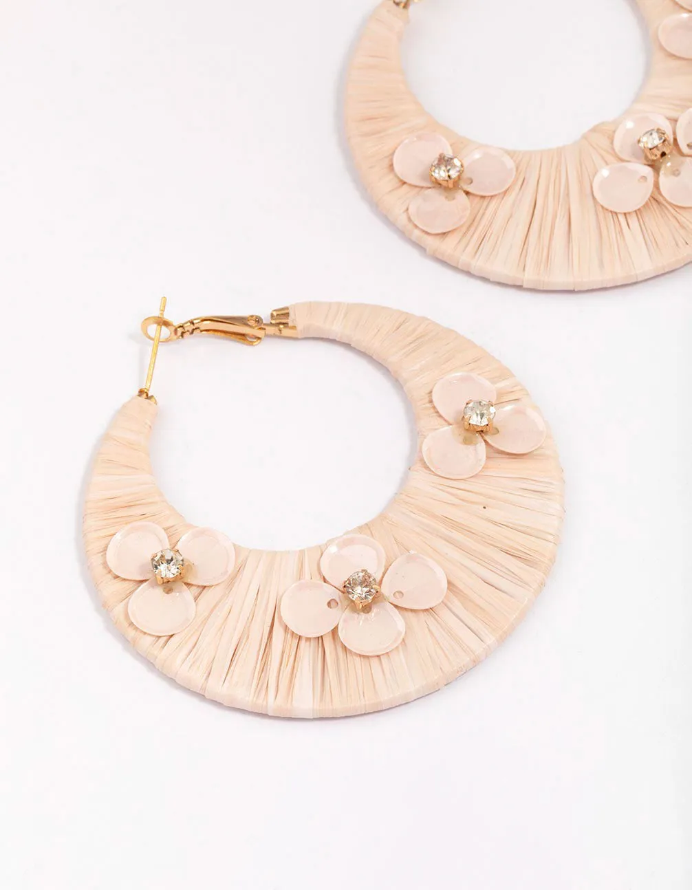 Gold Wrapped Flower Hoop Earrings