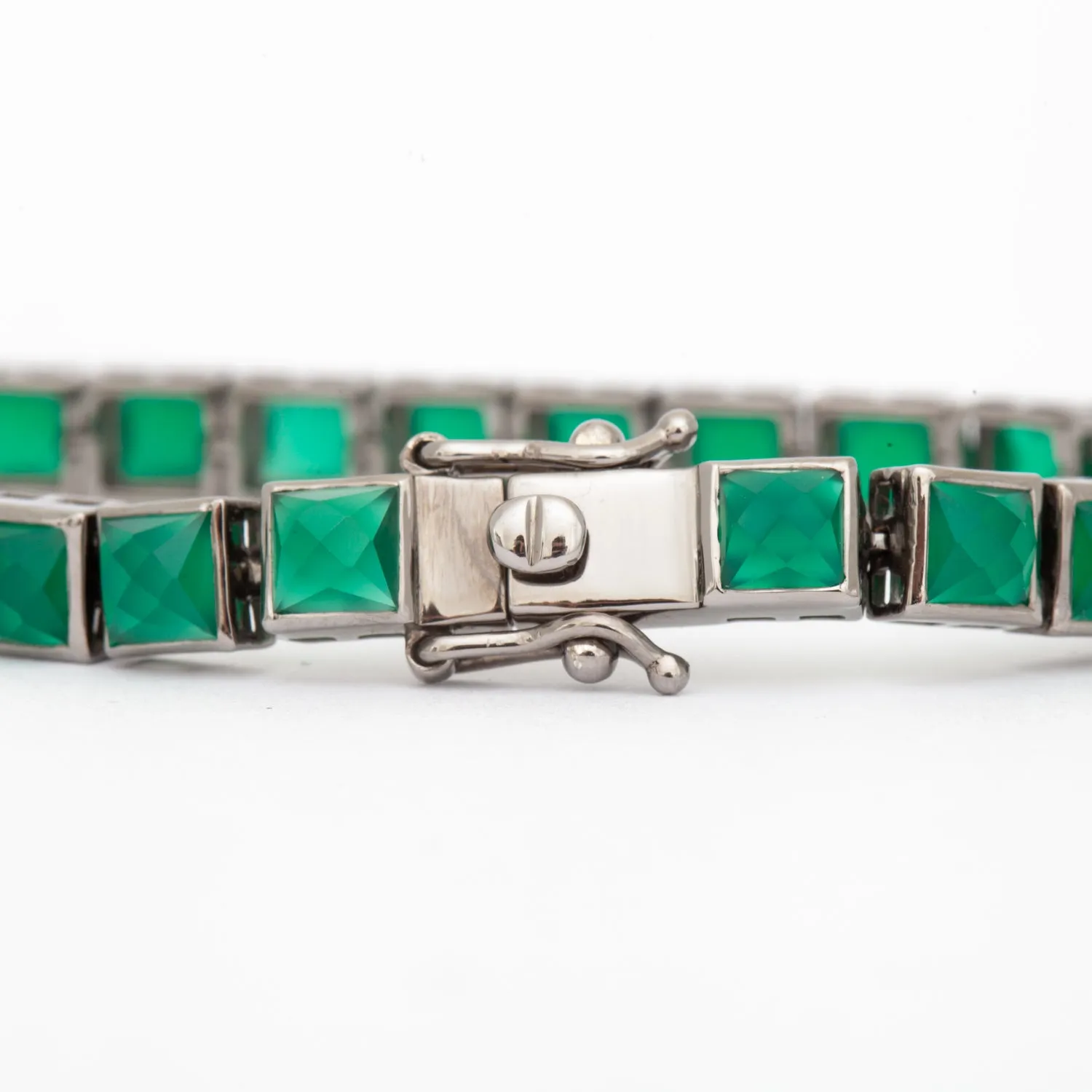 Green Onyx Small Tile Tennis Bracelet