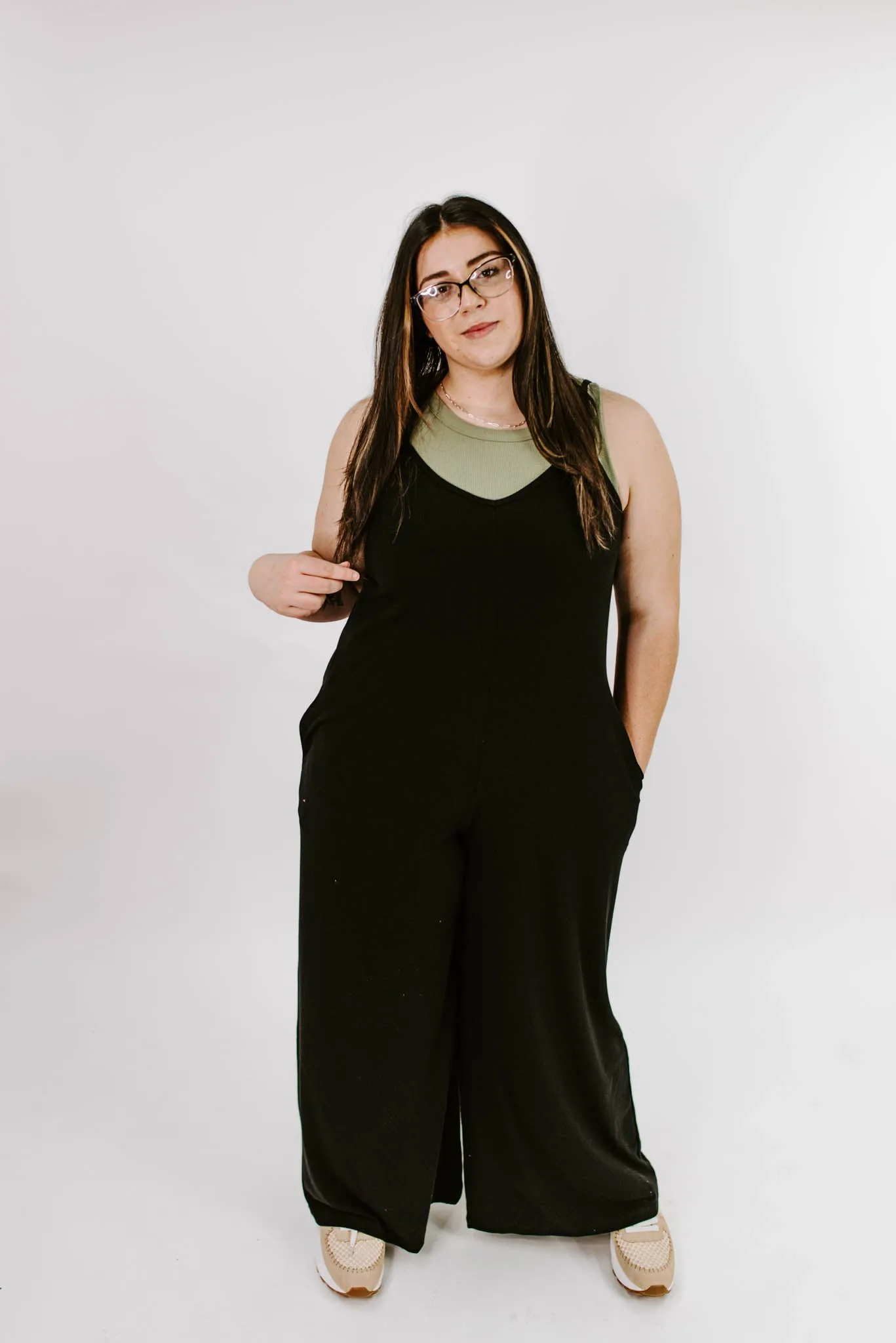 Groovy Getaway Curvy Sleeveless Jumpsuit