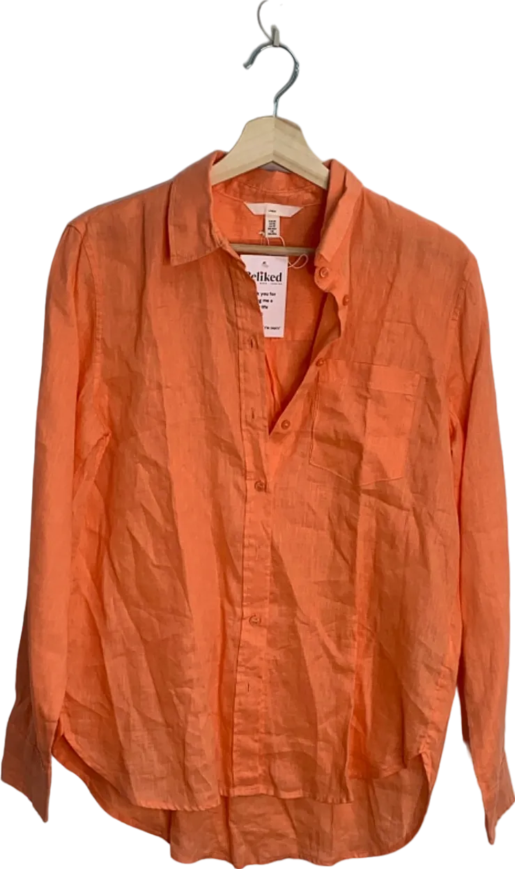 H&M Orange Linen Shirt UK 6