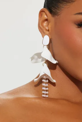 Happiness Blooms Within Earrings - White