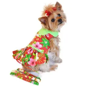 Hawaiian Muumuu Dress for Dog | Red Floral Print