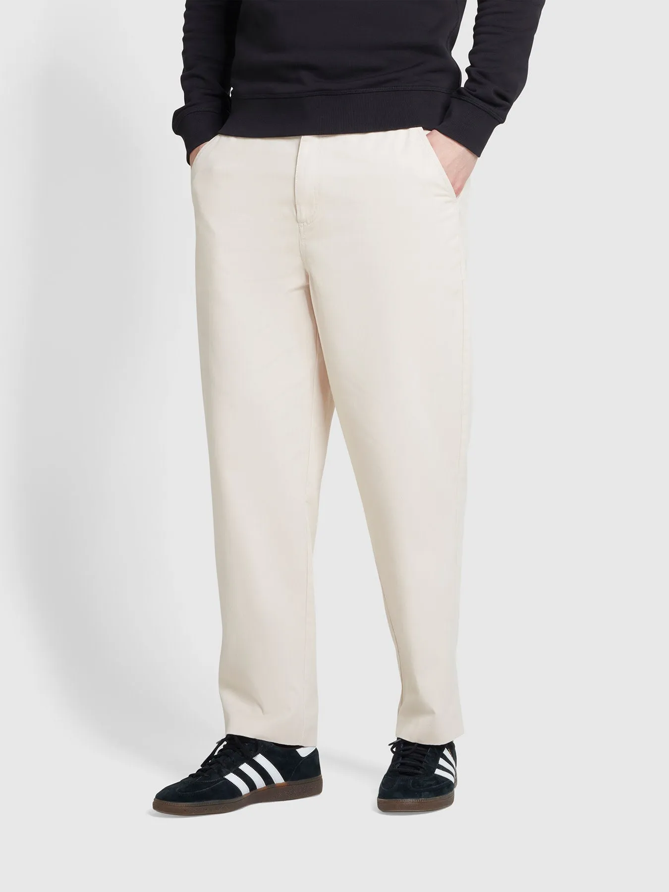 Hawtin Relaxed Tapered Fit Popperback Trousers In Fog