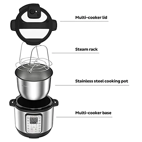 Instant Pot Duo Plus 60 9-in-1 Stainless Steel Multi-Functional Outer Lid Pressure Cooker, 6 Qt