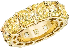 JIN 9 Carat Radiant Cut Yellow Diamond Eternity Ring in  18K Gold  40 pointer 9.25 tcw By Mike Nekta NYC SIZE 6.5