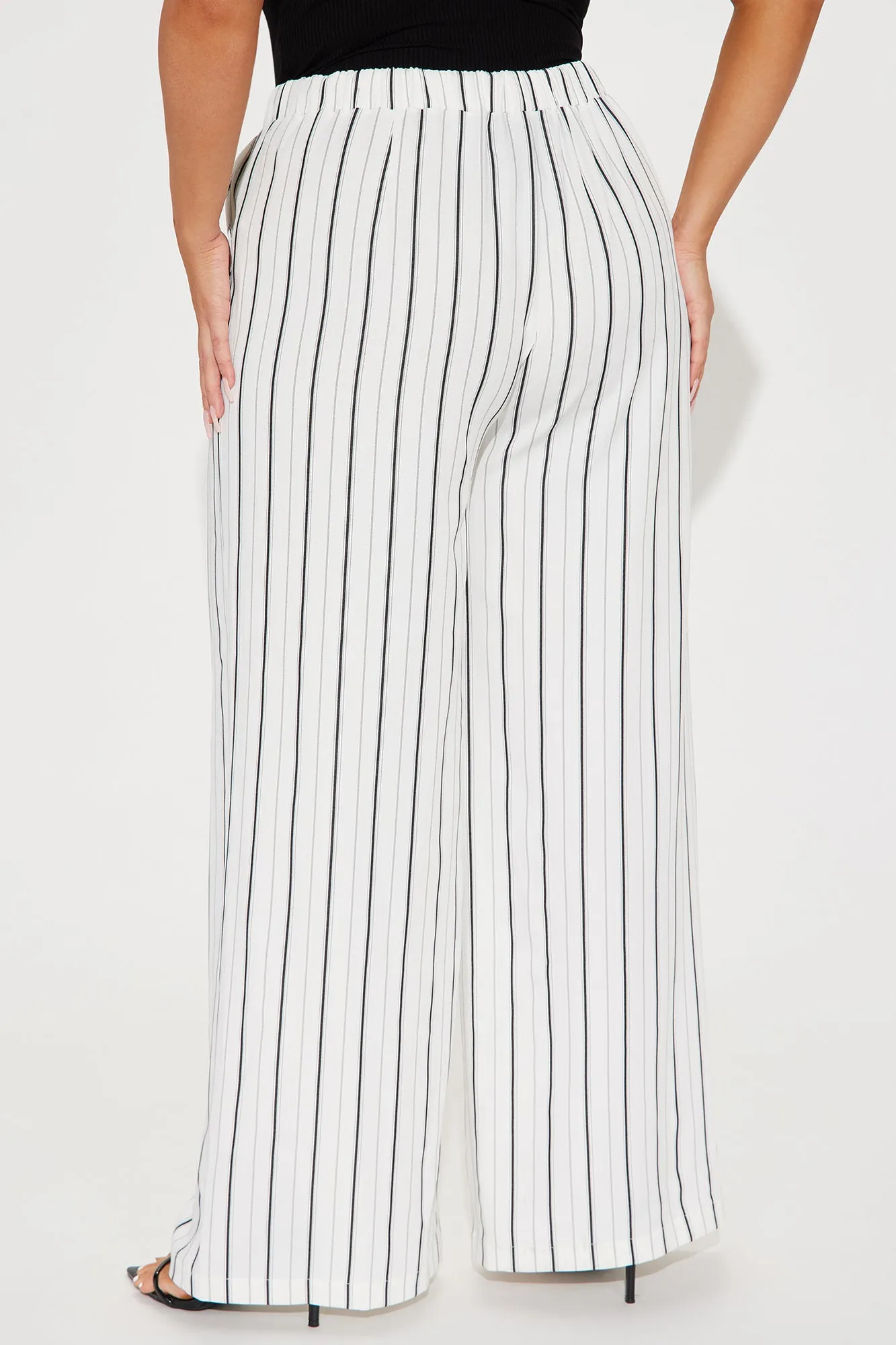 Keep It Flowing Pinstripe Wide Leg Pant - White