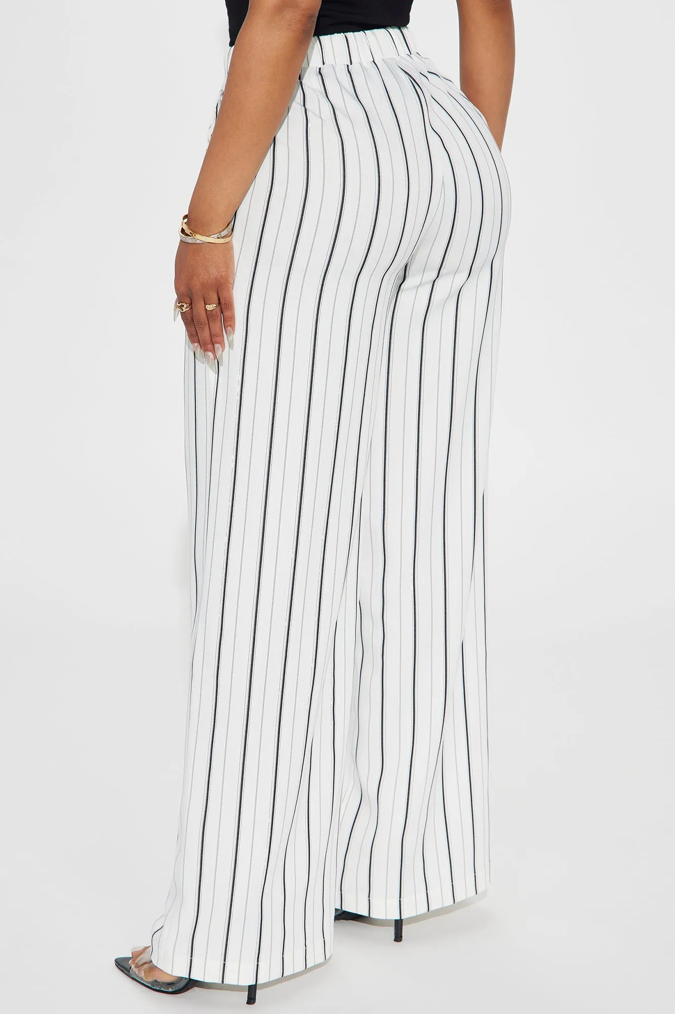 Keep It Flowing Pinstripe Wide Leg Pant - White