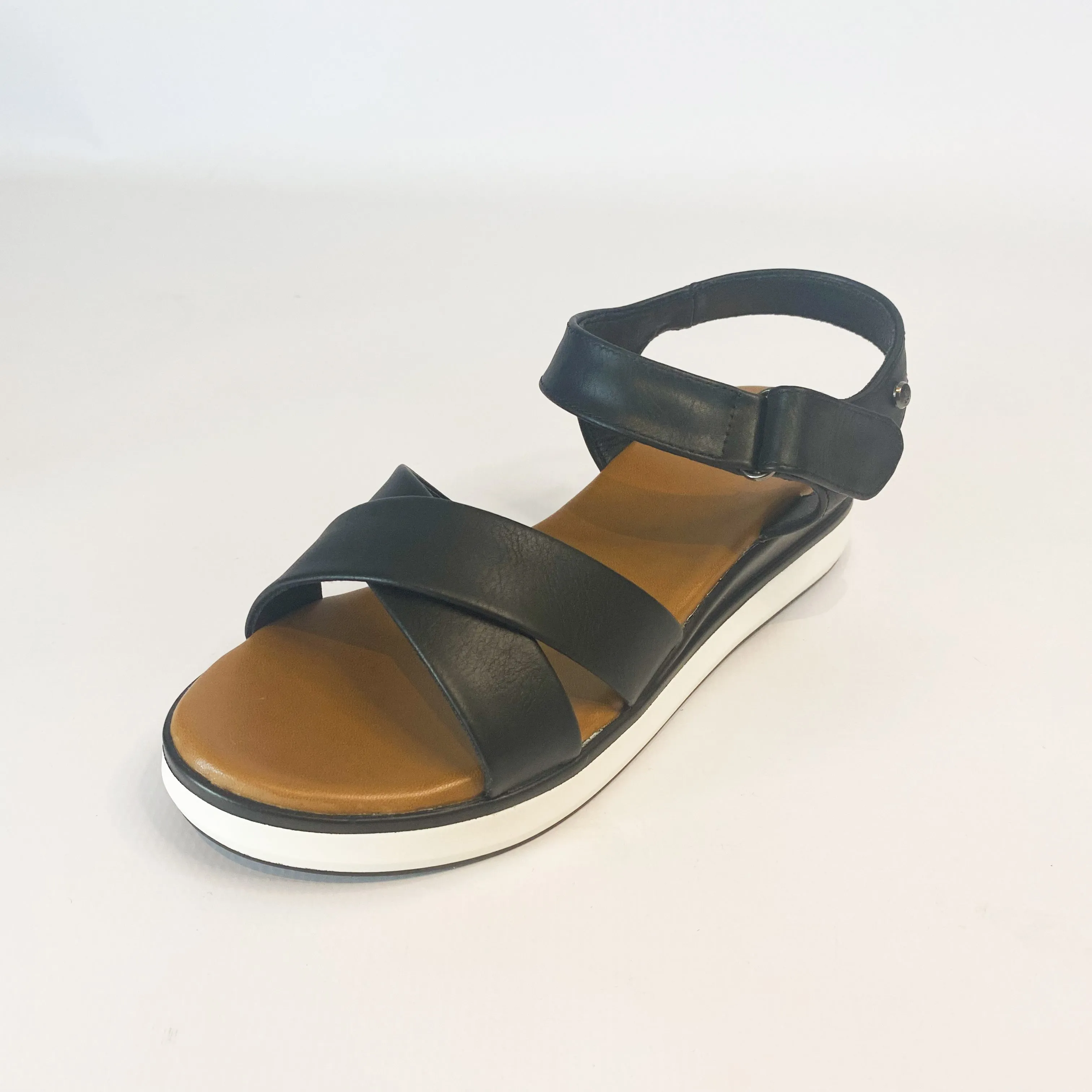 KG black crossover wedge sandal